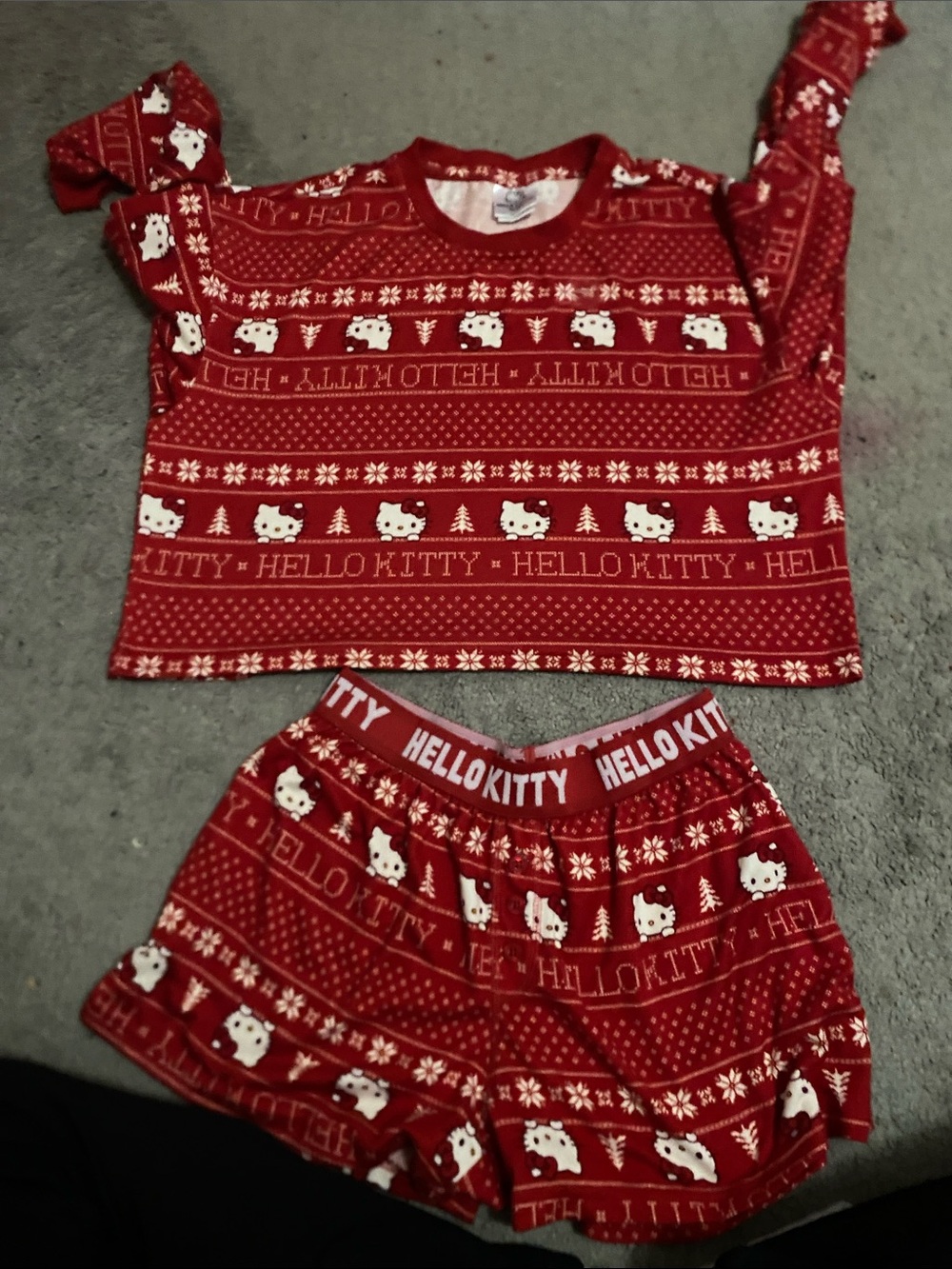 Hello Kitty Red and White Girls' Pajama Set - Short Sleeve Top & Shorts